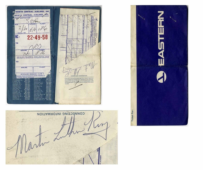 Martin Luther King, Jr. Signed Airplane Boarding Pass -- With University Archives COA